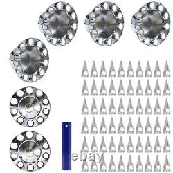 Stainless Steel Semi Truck Wheel Hub Cap Kit Complete Front and Rear Cover Set