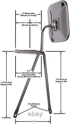 Stainless Steel Truck Mirror Blind Spot Eliminator with Swing-Away Design