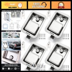 Stainless Steel Truck Tool Box Lock Replacement Kit with Keys, 4PC Paddle Latch