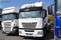 To Fit Iveco Stralis Stainless Steel Truck Roof Visor Light Lamp Bar + 5 LEDs