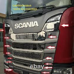 Truck Front Grill for Scania NG/S Series S500 2017-2024 Chrome Stainless Steel