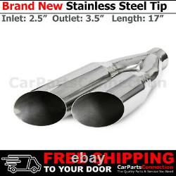 Truck SUV 17in Weld On Exhaust Single Wall Tip 2.5 In 3.5 Out Dual Exit 233105
