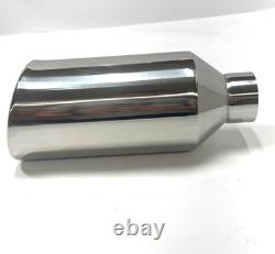 Truck Stainless Steel Rolled Angle Exhaust Tip 2.5 Inlet 5 Outlet 12 Long