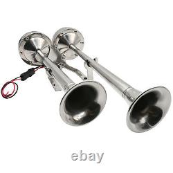Twin Stainless Steel Marine Electric Trumpet Horn 24V For Boat-Yacht-Truck-Car
