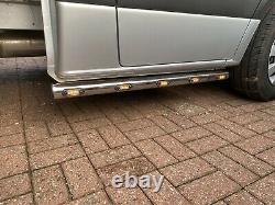 UNIVERSAL STAINLESS STEEL LIGHT BAR 110 CM Whit 5 LEDs LORRY TRUCK VAN