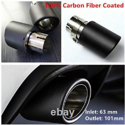 Universal 100% Real Carbon Fiber Coated Auto Truck Exhaust End Pipe Tip 63-101mm