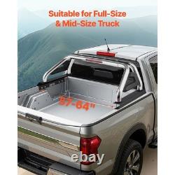 Universal Adjustable Truck Bed Roll Bar with LED Brake Light, Stainless Steel