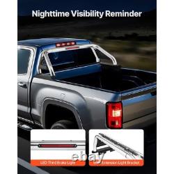 Universal Adjustable Truck Bed Roll Bar with LED Brake Light, Stainless Steel