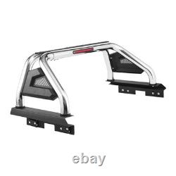 Universal Adjustable Truck Bed Roll Bar with LED Brake Light, Stainless Steel