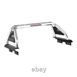 Universal Adjustable Truck Bed Roll Bar with LED Brake Light, Stainless Steel