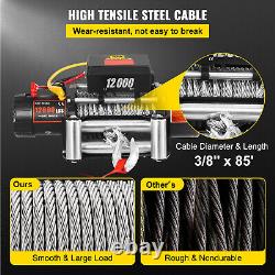 VEVOR 12000LBS Electric Winch Waterproof Truck Trailer 85FT Steel Rope Off-Road