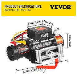 VEVOR 12000LBS Electric Winch Waterproof Truck Trailer 85FT Steel Rope Off-Road