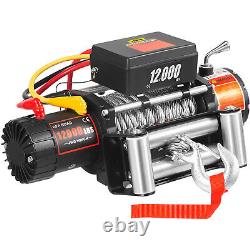 VEVOR 12000LBS Electric Winch Waterproof Truck Trailer 85FT Steel Rope Off-Road