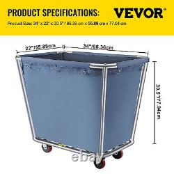 VEVOR 8 Bushel Basket Truck Canvas Laundry Cart Basket Stainless Steel 3 Wheels