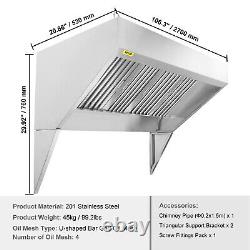 VEVOR 9' FT Commercial Exhaust Hood Food Truck Concession Trailer Hood