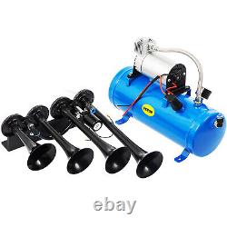 VEVOR Air Horn Truck Train Horns Kit 12 Volt with6L Air Compressor 4 Trumpet 150db