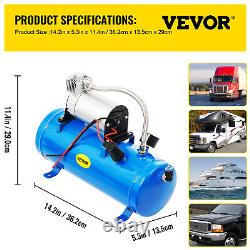 VEVOR Air Horn Truck Train Horns Kit 12 Volt with6L Air Compressor 4 Trumpet 150db