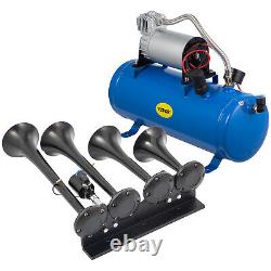 VEVOR Air Horn Truck Train Horns Kit 12 Volt with6L Air Compressor 4 Trumpet 150db