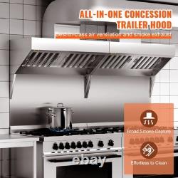 VEVOR Commercial Exhaust Hood 5FT Food Truck Hood Exhaust 201 Stainless Steel