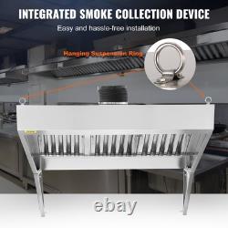 VEVOR Commercial Exhaust Hood 6FT Food Truck Hood Exhaust 201 Stainless Steel