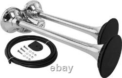 VIXEN HORNS TRAIN AIR HORN 2 STAINLESS STEEL TRUMPETS WithCOVERS FOR TRUCK/CAR