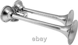VIXEN HORNS TRAIN AIR HORN 2 STAINLESS STEEL TRUMPETS WithCOVERS FOR TRUCK/CAR