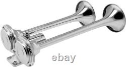 VIXEN HORNS TRAIN AIR HORN 2 STAINLESS STEEL TRUMPETS WithCOVERS FOR TRUCK/CAR