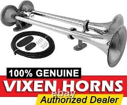 VIXEN HORNS Train Air Horn 2 Stainless Steel Trumpets for Truck/Car Loud Sound