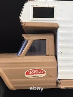 Vintage 1970s Tonka Toys Stainless Steel Mini Tan Jeep Camper Truck Pgh Steelers
