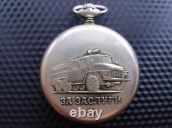 Vintage Pocket Watch Molniya Mechanical FireTruck Merit USSR Soviet Russian