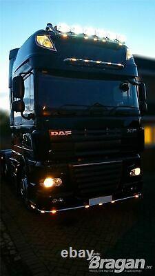 Visor Light Bar + LEDs For DAF XF 106 SuperSpace Cab Truck Lamp Stainless Steel