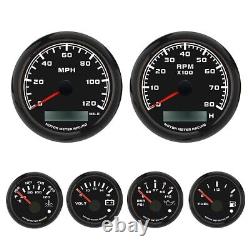 W PRO 6 Gauge Set GPS Speedometer 120 MPH Waterproof For Car Marine Boat Truck