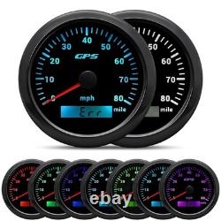 Waterproof 85mm Speedometer 80MPH GPS 7 Color LED, Stainless Steel, Truck/Boat