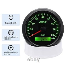 Waterproof 85mm Speedometer 80MPH GPS 7 Color LED, Stainless Steel, Truck/Boat