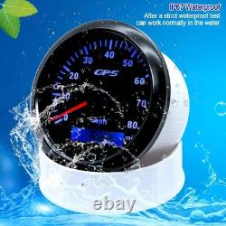 Waterproof 85mm Speedometer 80MPH GPS 7 Color LED, Stainless Steel, Truck/Boat