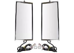 West Coast Mirror Signal Heated 16x7 Stainless Steel Pair for HD Truck