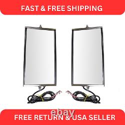 West Coast Mirror Signal Heated 16x7 Stainless Steel Pair for Heavy Duty Truck